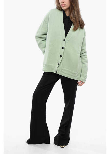Cardigane Jil Sander Cashmere-Blended Cardigan With Asymmeric Hem Green Femei (BM 16725750) 4