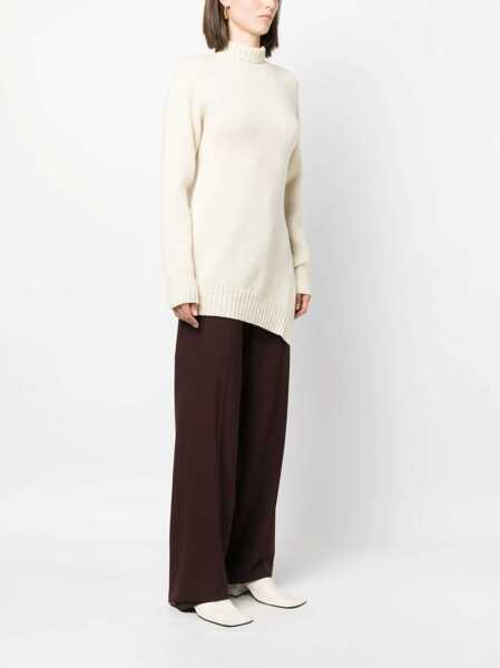 Pulovere Jil Sander Turtleneck Sweater With Asymmetric Hem White Femei (BM 16725753) 3