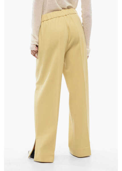 Pantaloni casual Jil Sander Cropped Wide-Leg Pants With Split Hem Yellow Femei (BM 16725765) 4