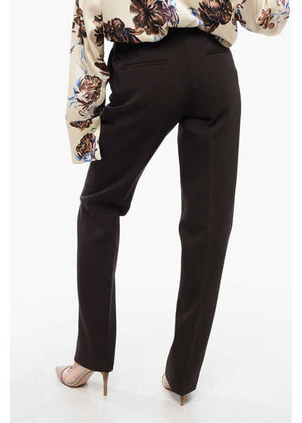 Pantaloni casual Jil Sander Wool-Blended Pants With Straight Leg Brown Femei (BM 16725777) 2