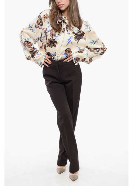 Pantaloni casual Jil Sander Wool-Blended Pants With Straight Leg Brown Femei (BM 16725777) 4