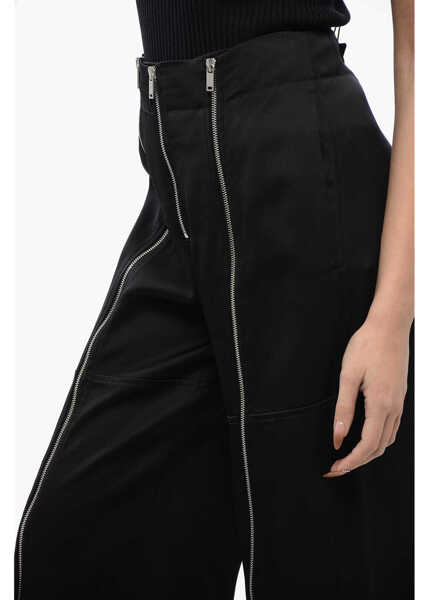 Pantaloni casual Jil Sander Cropped Wide-Leg Pants With Zipped Detailing Black Femei (BM 16725780) 2