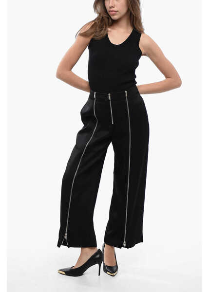 Pantaloni casual Jil Sander Cropped Wide-Leg Pants With Zipped Detailing Black Femei (BM 16725780) 3