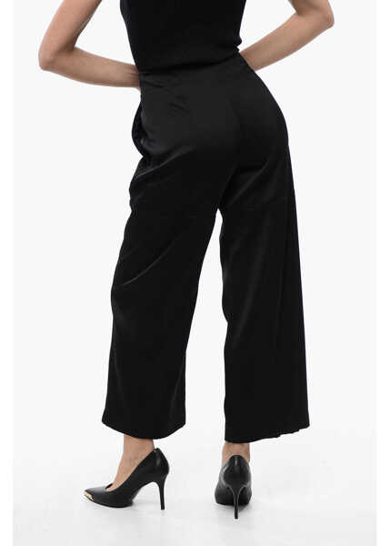 Pantaloni casual Jil Sander Cropped Wide-Leg Pants With Zipped Detailing Black Femei (BM 16725780) 4