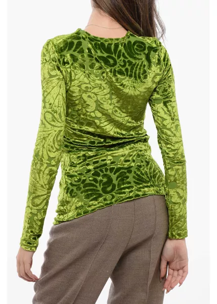 Bluze Jil Sander Flocked Floral Top Green Femei (BM 16725786) 3