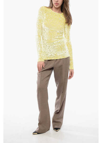 Bluze Jil Sander Flocked Floral Top Yellow Femei (BM 16725789) 4