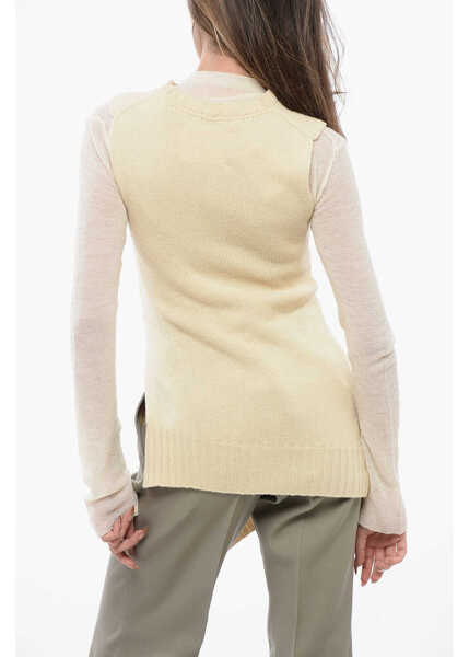 Pulovere Jil Sander Wool Long Sweater With Asymmetric Hem White Femei (BM 16725798) 3