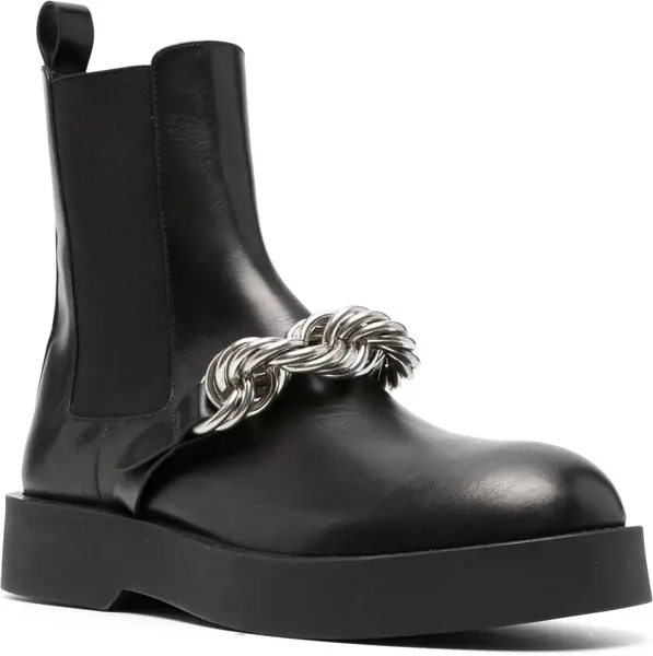 Ghete Jil Sander Leather Chelsea Booties With Chain Detail Black Barbati (BM 16726068) 2
