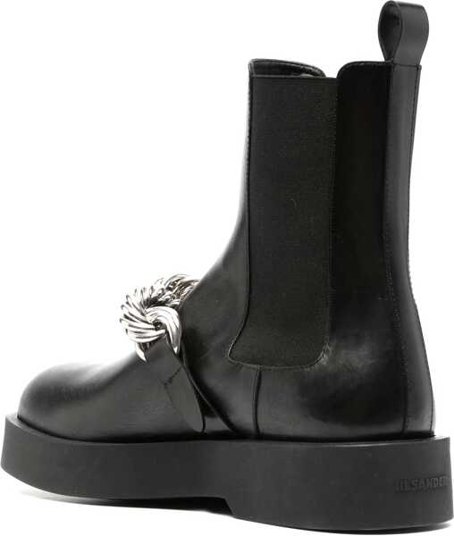 Ghete Jil Sander Leather Chelsea Booties With Chain Detail Black Barbati (BM 16726068) 3