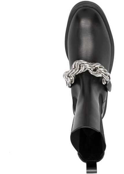Ghete Jil Sander Leather Chelsea Booties With Chain Detail Black Barbati (BM 16726068) 4