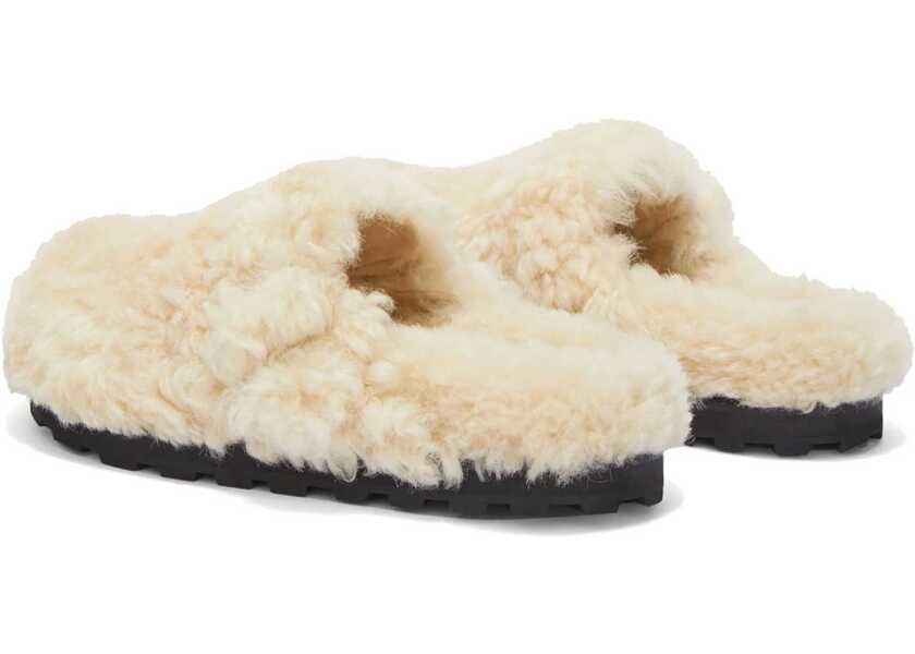 Saboti Jil Sander Buckled Curly Shearling Mules Beige Barbati (BM 16726071) 3