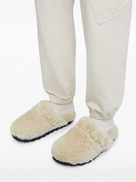 Saboti Jil Sander Buckled Curly Shearling Mules Beige Barbati (BM 16726071) 5