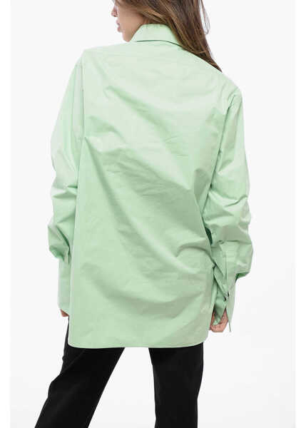 Camasi casual Jil Sander Cotton Asymmetric Shirt With Hidden Placket Green Femei (BM 16726089) 2