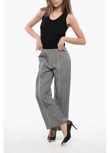 Pantaloni casual Jil Sander Reflector Cropped Pants With Zipped Detailing Silver Femei (BM 16726104) 4