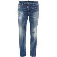 Blugi drepti Slim Fit Navy Blue Used Effect Jeans Barbati