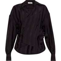 Camasi casual Women's Wrap Shirt In Night Stripe Viscose Femei