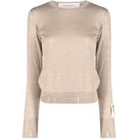 Pulovere Black Merino Wool Sweater With Golden Applications For Women Femei