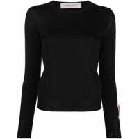 Pulovere Black Merino Wool Sweater With Golden Applications For Women Femei