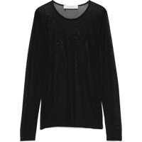 Pulovere Black Viscose Sweater With Small Metallic Applications Femei
