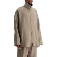 Jachete Dusty Beige Wool Jacket With High Collar Barbati