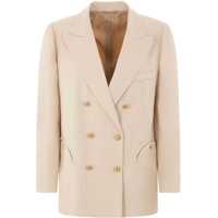 Sacouri Ivory Double-Breasted Viscose Blazer Femei