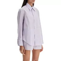Camasi casual Purple Striped Cotton Women's Shirt Femei