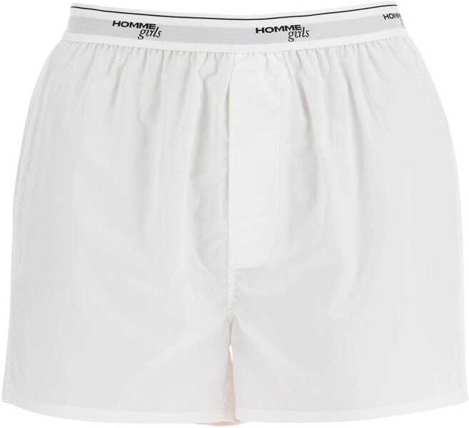 Pantaloni scurti HOMME GIRLS Mens High-Waisted White Cotton Boxer WHITE Femei (BM 16731441) 3
