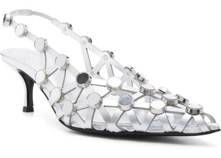 Pantofi cu toc THE ATTICO Grid Slingback SILVER Femei (BM 16732620) 2