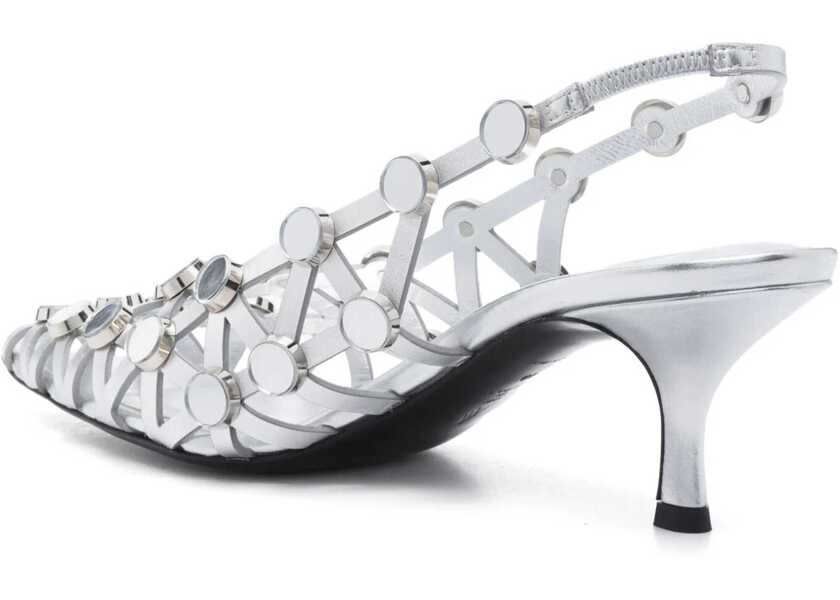 Pantofi cu toc THE ATTICO Grid Slingback SILVER Femei (BM 16732620) 3