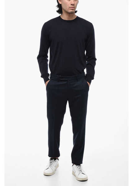 Pantaloni eleganti BerWich Virgin Wool Pants With Check Motif Blue Barbati (BM 16732668) 4