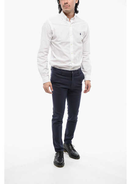 Pantaloni casual CORNELIANI Id Stretch Cotton Chinos Pants With Belt Loops Blue Barbati (BM 16732707) 4