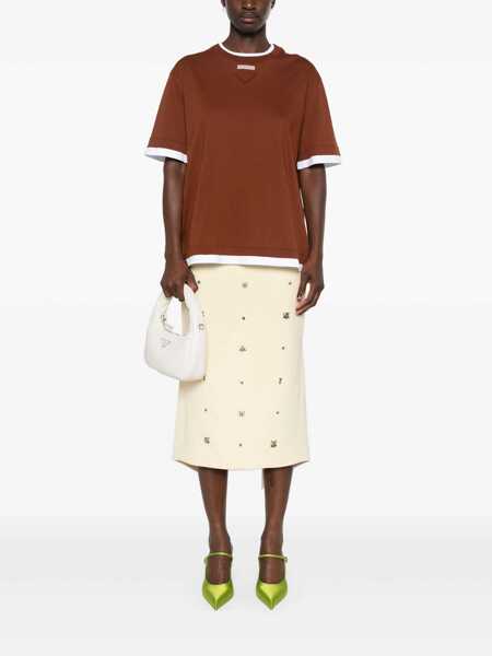 Tricouri Prada Prada Layered Cotton T-Shirt TABACCO Femei (BM 16733241) 2