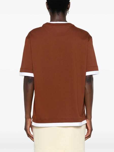 Tricouri Prada Prada Layered Cotton T-Shirt TABACCO Femei (BM 16733241) 4