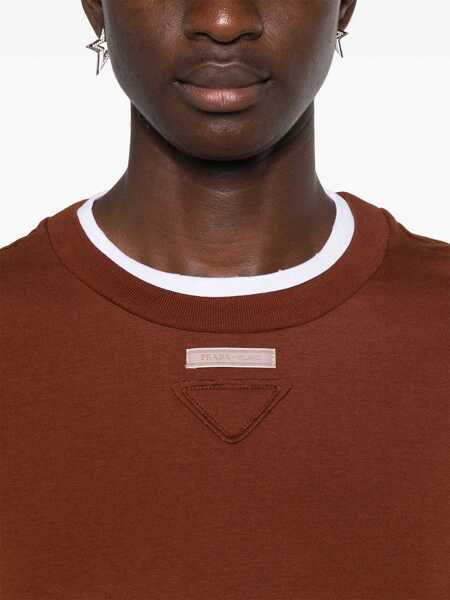 Tricouri Prada Prada Layered Cotton T-Shirt TABACCO Femei (BM 16733241) 5