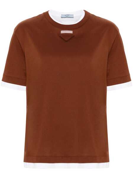 Tricouri Prada Prada Layered Cotton T-Shirt TABACCO Femei (BM 16733241) 1