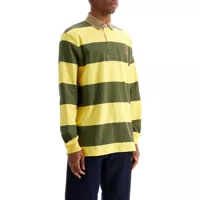 Tricouri Polo Olive Green And Yellow Striped Cotton Polo Barbati