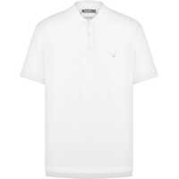 Tricouri Polo White Cotton Polo With Delicate Embroidery Barbati