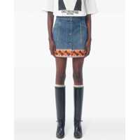 Fuste Valentino Garavani Dama - Fuste scurte Valentino Garavani Medium Blue Denim Skirt With Geometric Trim MEDIUM BLUE DENIM Femei (BM 16735518) - B-mall.ro