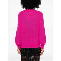 Pulovere casual ROTATE Birger Christensen Dama - Pulovere casual ROTATE Birger Christensen Jersey With Logo FUCHSIA Femei (BM 16735950) - B-mall.ro