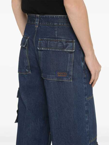 Blugi drepti Gucci Denim Pants With Gucci Label BLUE Barbati (BM 16744788) 4