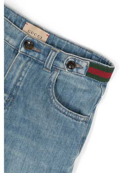 Pantaloni casual Gucci B Pants Organic Denim BLUE Baieti (BM 16744797) 3