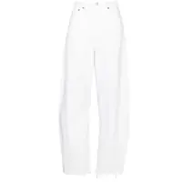 Blugi 'Luna' White Jeans With Logo Patch On The Rear And Fringed Hem In Denim Woman Femei