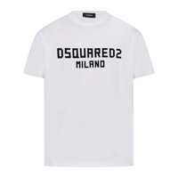 Tricouri DSQUARED2 White Cotton T-Shirt With Print Barbati