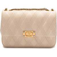 Genti tip postas Quilted Shoulder Bag Butter White With Golden Chain Femei