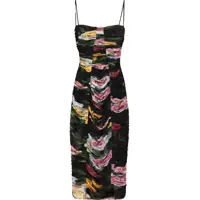 Rochii scurte Black Floral Midi Synthetic Dress Femei