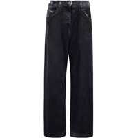 Pantaloni eleganti Loose Fit High-Waisted Navy Blue Denim Pants Femei