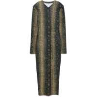 Rochii lungi Brown Slim Fit Long Python Effect Dress Femei