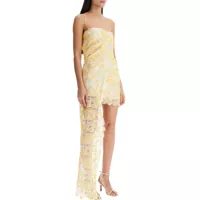 Rochii scurte Mini Dress In Yellow Floral Lace With Adjustable Straps Femei