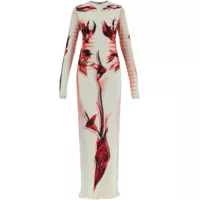 Rochii Jean Paul Gaultier Dama - Rochii lungi Jean Paul Gaultier Long Dress Flower Body Morphing Pink Floral Slim MINT/PALEPINK/RED Femei (BM 16751325) - B-mall.ro