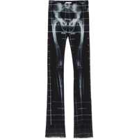Pantaloni eleganti Black Polyamide Pants With Skeleton Print Femei